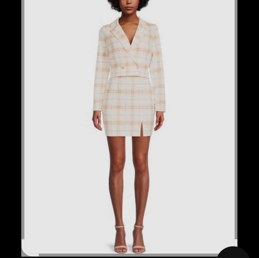 No Boundaries Cream Plaid Mini Skirt